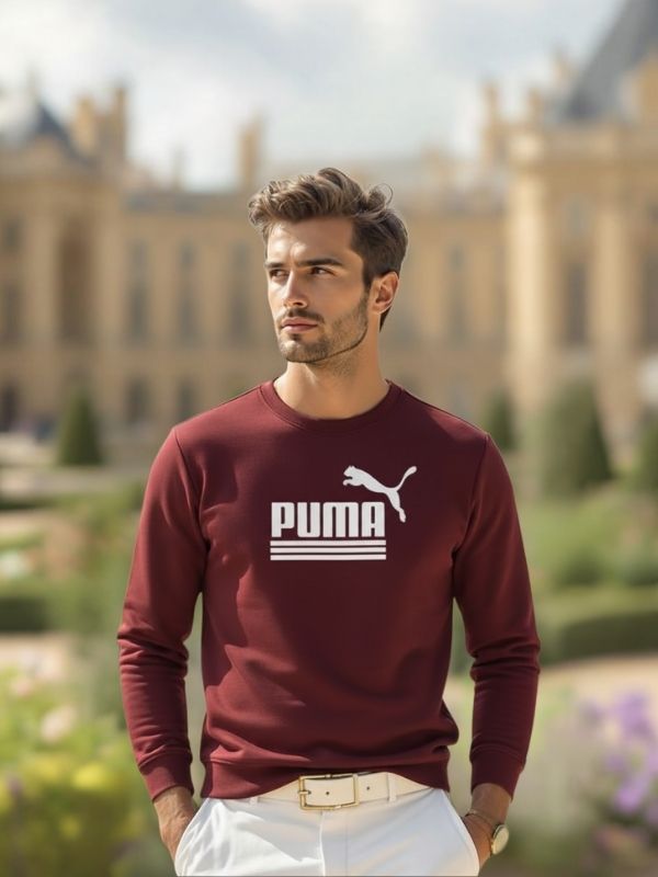 PUMA Men's Classic Logo Crewneck Sweatshirt - Maroon
