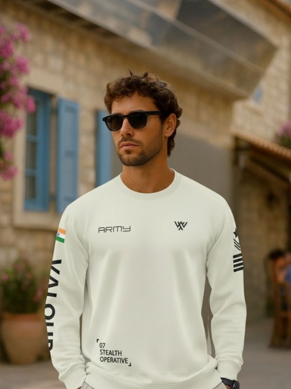 Men's Valour Graphic Crewneck Sweatshirt - Off-White